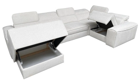 Rohová sedací souprava s funkcí spaní Viano IV šedá jasanová levostranná designová rohová sedací souprava, která se skvěle hodí do moderních interiérů