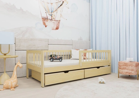 Dřevěná postel Pluto 90x180 cm borovice moderní design masivní konstrukce dětská postel z masivního borovicového dřeva