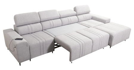 Rohová sedačka s funkcí spaní Castel XII světle hnědá pravá strana stylová a pohodlná rohová sedačka do obývacího pokoje funkční nastavitelné opěrky hlavy