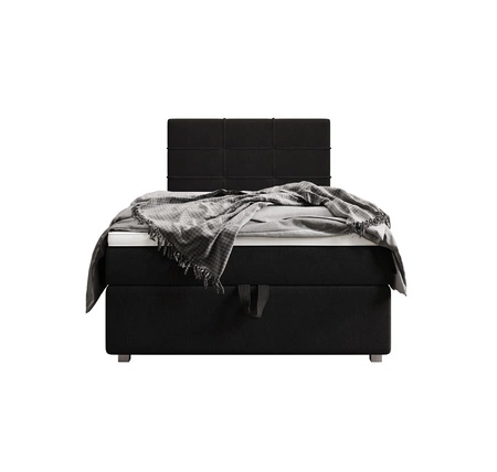Kontinentální postel Fresno 90x200 černá v moderním skandinávském stylu s čalouněným čelem postele s úložným boxem