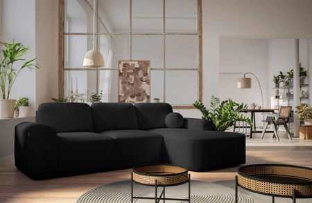 Rohová pohovka s funkcí spaní Arbon černá pravý roh moderní design s výrazným tvarem měkká látka