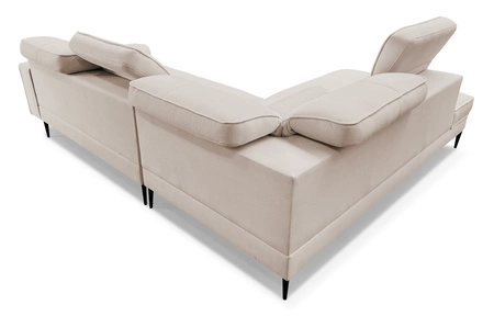 Rohová sedací souprava Samos béžová levá moderní design jednoduchý a stylový korpus, který se hodí do každého interiéru nastavitelné opěrky hlavy