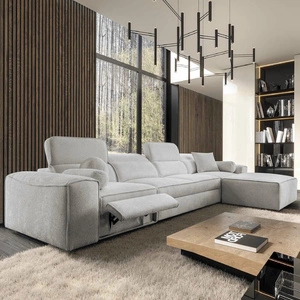 Rohová sedací souprava s funkcí spaní Viano XII Lux šedý jasan pravá designová rohová sedací souprava do obývacího pokoje s pohodlnou výsuvnou opěrkou nohou