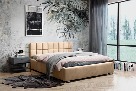 Čalouněná postel Nessa 160x200 meruňkově růžová Stylová postel s úložným prostorem na lůžkoviny Pohodlné čelo potěší elegantním designem