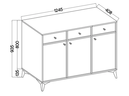 Komoda Kioto I 125 cm béžová minimalistická forma ideální komoda do obývacího pokoje nebo ložnice zlaté doplňky