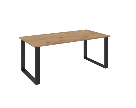 Stůl Taunton 185x90 cm dub lancelot / černá jednoduchá forma nábytku obohacená o stylové černé nohy v loftovém stylu odolné proti rozlití desky