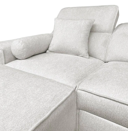 Rohová sedací souprava s funkcí spaní Viano krémová levá stylová rohová sedací souprava se zajímavým tvarem nastavitelné opěrky hlavy dekorativní polštáře