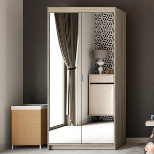 Šatní skříň Rene 90 cm dub sonoma světlá stylový design jednoduchý tvar šatní skříně se zrcadlem do ložnice nebo předsíně hrany s povrchovou úpravou ABS