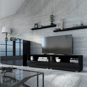 Pitagorio černá / černý lesk moderní design systém push to open pro dveře a zásuvky nábytková sestava s komodou