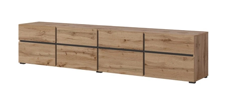 TV skříň Cross 225 cm dub wotan jednoduchý tvar v moderním provedení ideální skříň do obývacího pokoje a zasedací místnosti geometrický tvar