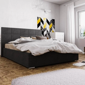 Čalouněná postel Eljas 160x200 černá s čelem v moderním stylu ideální do ložnice