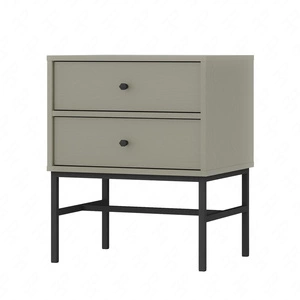 Kioto III eukalyptový noční stolek se zásuvkami ideální skříňka do ložnice jemné úchytky kovový rám
