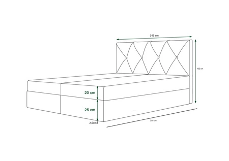 Béžová kontinentální postel Arvada 140x200 v moderním skandinávském stylu s čalouněným čelem