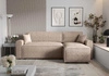 Rohová sedací souprava s funkcí spaní Brandon Bis béžová pravá strana měkká tkanina s charakteristickou smyčkovou povrchovou nádobou na lůžkoviny