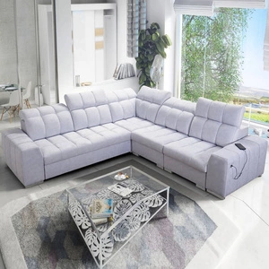 Rohová sedačka s funkcí spaní Luigi III šedý jasan pravá pohodlná rohová sedačka do obývacího pokoje ideální pro každodenní relaxaci