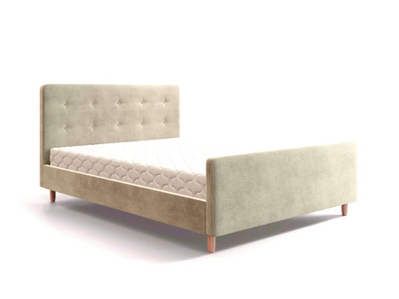 Čalouněná postel Isara 180x200 béžová s kontejnerem v moderním skandinávském stylu s výrazným čelem a podnožkou