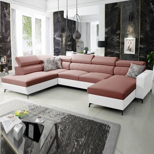 Rohová pohovka s funkcí spaní Savona VI Indian pink / white right elegantní rohová pohovka do obývacího pokoje dva kontejnery na lůžkoviny
