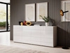 Komoda Toledo 208 cm bílá / bílý lesk moderní design čela komody jemně prohnutá