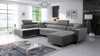 Rohová sedací souprava s funkcí spaní Nausa VI šedá pravá strana stylová rohová sedací souprava do obývacího pokoje s pohodlnou povrchovou úpravou měkká sametová látka