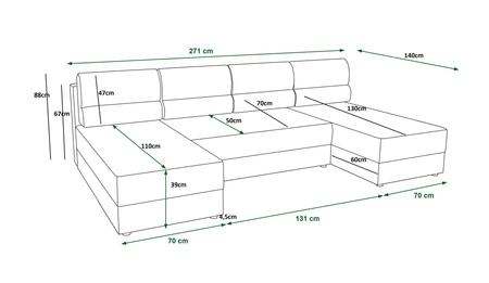 Rohová sedací souprava s funkcí spaní Fogu U med pohodlná a stylová rohová sedací souprava s jednoduchým designem manšestrová textilní nádoba na lůžkoviny