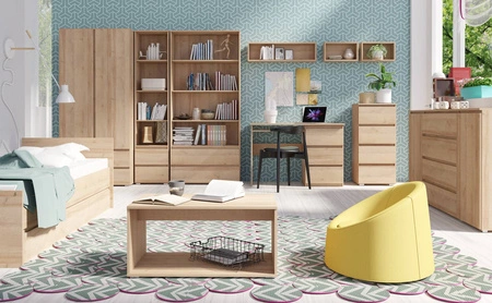 Jednoduchá postel 90x200 cm dub sonoma funkční nábytek do pokoje pro mladé