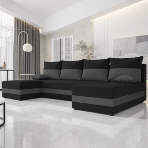 Rohová sedací souprava s funkcí spaní Bowers U černá / grafitová rohová sedací souprava s lůžkovinami záruka pohodlí a funkčnosti