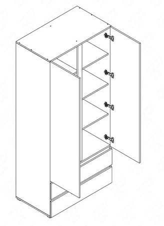 Šatní skříň se zásuvkami Simple 92 cm dub riviera funkční nábytek do obývacího pokoje nebo kanceláře pro mládež