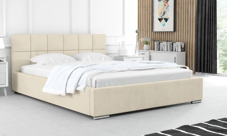 Čalouněná postel Costa 140x200 béžová stylová postel s úložným prostorem na lůžkoviny pohodlný podhlavník zaujme svým elegantním designem