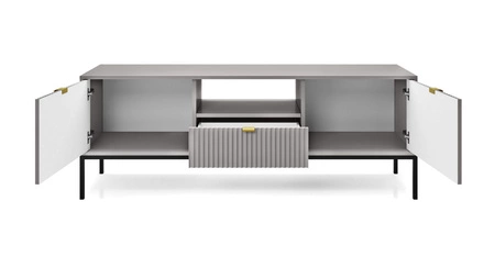 Nábytková sestava Lovro šedá moderní designová nástěnná skříňka do obývacího pokoje nebo zasedací místnosti