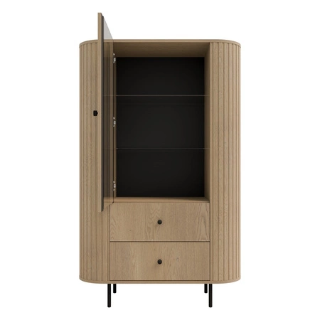 Vitrína Ovalio 97 cm dub cremona stylový design bezpečné tvrzené sklo vitrína oválného tvaru s ozdobným frézováním