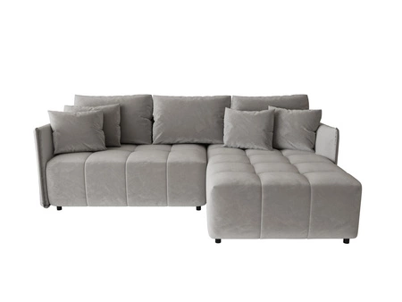 Rohová sedací souprava s funkcí spaní Oroso světle šedá pravá strana měkká sametová tkanina s hydrofobním potahem nádoba na lůžkoviny