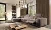 Rohová sedací souprava s funkcí spaní Viano XII Lux světle hnědá levotočivá designová rohová sedací souprava do obývacího pokoje s pohodlným výsuvným podnožníkem