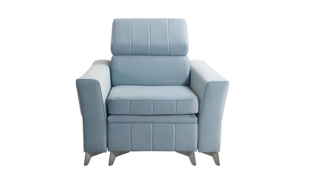 Křeslo Rava žluté Praktické a pohodlné křeslo do obývacího pokoje s nastavitelnou opěrkou hlavy a úložným prostorem z měkké sametové látky