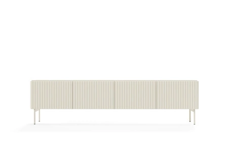 TV skříňka Muti 195 cm béžová Designová TV skříňka na stabilním kovovém podstavci s ozdobnými drážkami