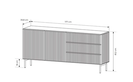 Nábytková sestava Muti béžová designová závěsná skříňka do obývacího pokoje poutavé drážky na čelech nábytku a korpusy systém push to open