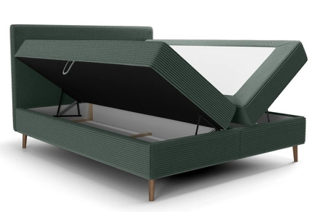 Kontinentální postel Totti 140x200 zelená stylová postel s úložným prostorem trojrozměrná tkanina s výraznými pruhy