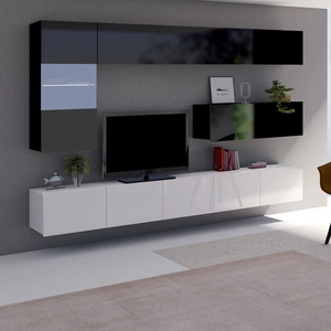 Nástěnná skříňka Apulia IV černý lesk / černý lesk Výjimečně stylová nástěnná skříňka s jednoduchými nábytkovými díly, která se hodí do každého interiéru