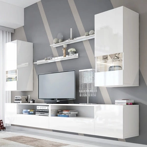 Univerzální nástěnná skříňka Parga bílá / bílý lesk do obývacího pokoje se světlým designem dokonale zapadne do každého interiéru