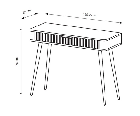 Bílá konzola Lante se zásuvkou stylový a funkční toaletní stolek zakřivený tvar rýhované přední hrany úchyty