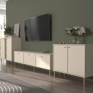 Nábytek Kioto II béžová stylový designový nábytek do obývacího pokoje elegantní nábytek podepřený kovovými zlatými nožkami decentní úchytky