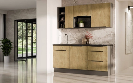 Sada kuchyňského nábytku Corsico 180 cm elegantní kuchyňské skříňky v moderních a přírodních barvách ideální sada pro malou kuchyni