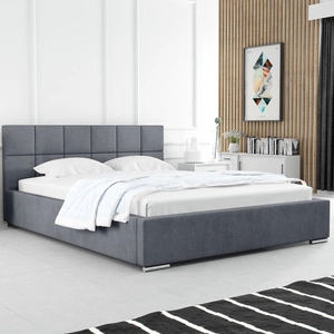 Čalouněná postel Costa 140x200 šedá stylová postel s úložným prostorem na lůžkoviny pohodlný podhlavník zaujme svým elegantním designem