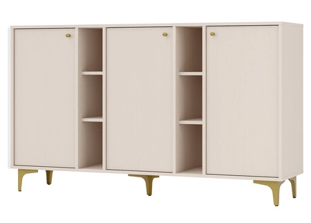 Komoda Kioto I 158 cm béžová moderní design decentní úchyty jednoduchý tvar obohacený kovovými zlatými prvky