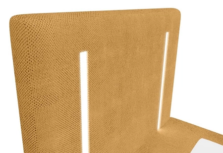 Kontinentální postel Norco 80x200 žlutá stylová postel s úložným prostorem na lůžkoviny osvětlení v čele postele dodává jedinečný nádech