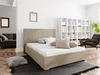 Čalouněná postel Bejar 180x200 tmavě béžová s čelem v moderním stylu ideální do ložnice