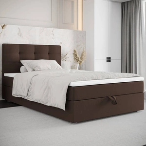 Kontinentální postel Flint 100x200 hnědá v moderním skandinávském stylu s čalouněným čelem postele s úložným boxem