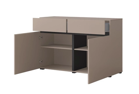 Komoda Cross 119 cm tmavě béžová moderní design ideální komoda do obývacího pokoje ložnice nebo kanceláře jednoduchý tvar