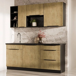 Sada kuchyňského nábytku Crotone 180 cm elegantní kuchyňské skříňky v jemných a přírodních barvách ideální sada do malé kuchyně