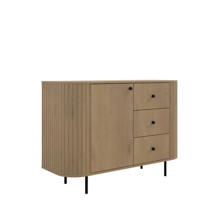 Komoda Ovalio 123 cm dub cremona elegantní komoda s výjimečně stylovým designem oválného tvaru zdůrazněného frézováním