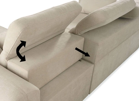 Rohová sedací souprava s funkcí spaní Cetara IV šedá pravý roh stylový design s posuvnými opěradly dvě nádoby na lůžkoviny